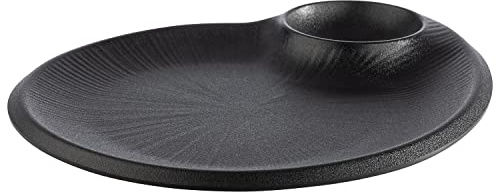 APS 85075 melamintallrik NEROmed integrerad dippskålar, serveringstallrik för många rätter, 30,0 x 25,0 x 2,5 cm