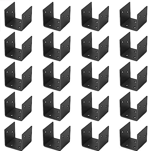 eoere 20 connettori di ancoraggio neri per pali da 2 x 4, 2 x 6, staffe per supporto per ringhiera ponte, spessore 0,9 cm