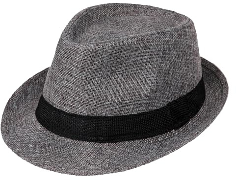 FakeFace Chapeau de Paille Trilby pour Homme - Chapeau de Gentleman Léger en Lin - Panama, Casquette de Soleil Roulé pour Vacances