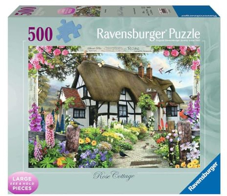 Ravensburger Rose Cottage 500 Piece Jigsaw Puzzle for Adults and Kids Age 10 Years Up - Large Format