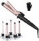 5 in 1 Lockenstab Set -Multifunktions Austauschbare Lockenwickler Set,0.3 bis 1.25 Zoll Lockenstab mit Keramikbeschichtung und hitzebeständigem Handschuh