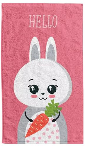 damaloo Kinderhandtuch 30x50cm mit Hase Motiv aus Baumwolle - Händetuch für Mädchen & Jungen - Gästehandtuch, Gesichtstuch & Handtuch - Kleiner Waschlappen 30x50 cm - Kinder Handtuch klein