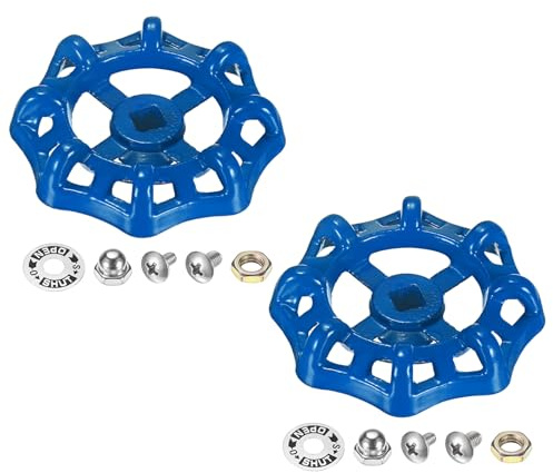 M METERXITY 2-Set Manopola Rubinetto Esterno, 8x8mm Foro Quadrato Stelo Verniciato Ghisa Con Viti, Dadi E Rondella Alluminio Per Cortile/Bagno, Sostituzione Leva Rubinetto [Blu]