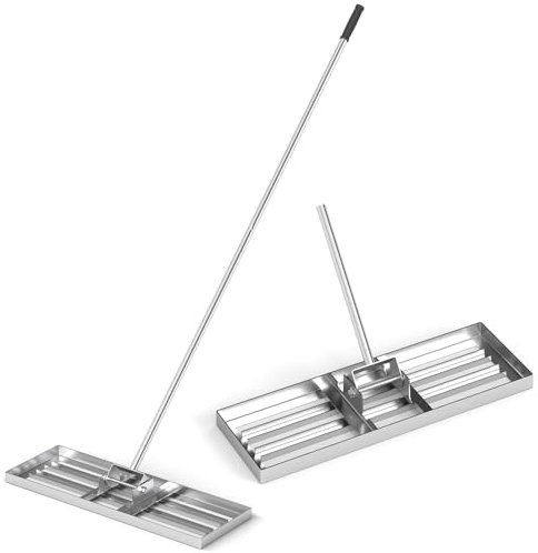 COSTWAY Lawn Leveling Rake, 30”/36”/42” x 10” Lawn Leveler with 77” Ergonomic Handle, Heavy Duty Landscape Rake Soil Leveling Tool for Garden, Golf Course and Farm (30” x 10”/75 x 25cm, Sliver)