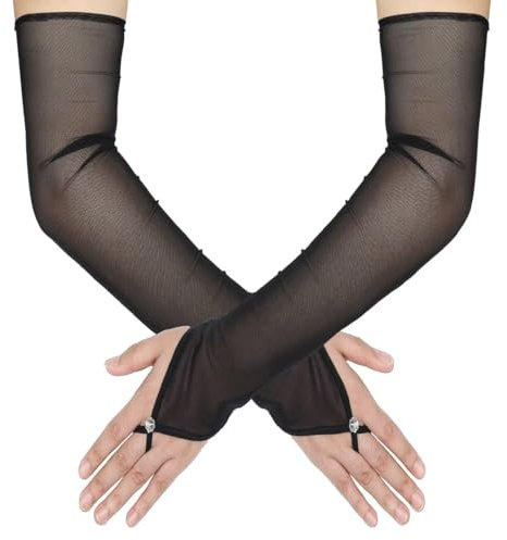 VOMZIKL Lange Handschuhe, Fingerlos, Ellbogenlange Opernhandschuhe, Damenhandschuhe