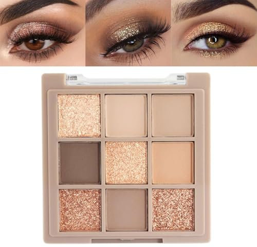 BelleVive Matt schimmerndes Nude-Braun-Lidschatten-Palette, Make-up, langanhaltender, wasserfester Lidschatten, 9 mischbare Farbtöne in glatten, matten und schimmernden Finishes, 05#