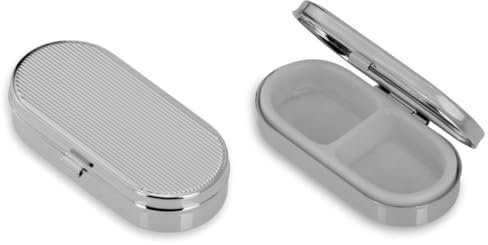 SILBERKANNE Pillendose oval, Faden, 2-geteilt 6,5 x 3,0 x 1,5 cm. Premium Silber Plated edel versilbert in Top Verarbeitung