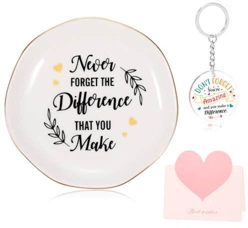 Vspek Ceramica Piattino Portagioie, Decorativo Piatto Portaoggetti con Portachiavi, Piattino Porta Gioielli, Regali di Ispirazione per Lei, Amico, Migliori Amici, Ceramica per Anelli, Collane