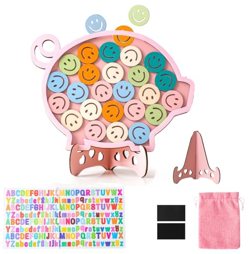 Magnetic Reward Jar for Kids with Letter Stickers,Potty Training Reward Jar,Star Jar Reward System Ideal for Classroom Reward System,Home Chore Chart and Positive Behavior Boys Girls Gift (Pink)