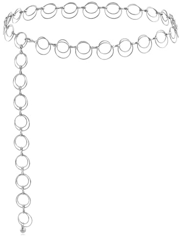 Damen Gürtel kettengürtel,Bauchkette silber,Kettengürtel Silber,Taillengürtel Damen,Mode Taillengürtel Metall Verstellbare Taillenkette Hüftkette für Kleider (L)