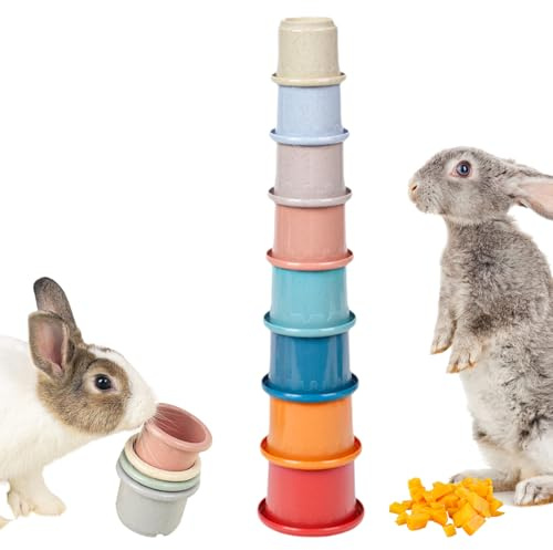 Generisk Rabbit Toys stapelkopp, staplingsbägare för | 8 stycken | hästkaninleksaker | återanvändbar kaninleksak i olika storlekar, häckleksak för havssten