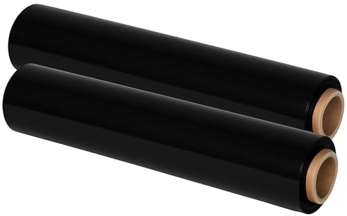 Pakomat 2 x stretchfolie svart 100/280 m – cm | 23 my pallfolie handfolie | förpackningsfolie för möbler, flyttning och transport | packfolie stretch film rulle