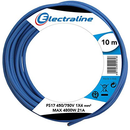 Electraline 13231 Cavo Unipolare FS17, Sezione 1 x 4 mm², Blu, 10 m