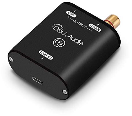 Douk Audio U2 USB Konverter XMOS XU208 Digitale Schnittstelle TOSLINK Koaxial DOP SPDIF Adapter DSD64 PCM192Khz (Schwarz)