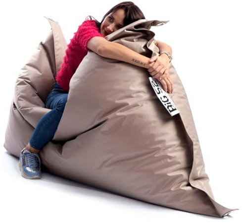 LIVEDECO - Pouf Extérieur, Outdoor, Jardin, Terrasse, Beige Sable BiG52 Iron RAW