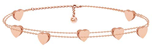 GD GOOD.designs Herz Armband Roségold für Damen I Freundschaftsarmband für Sie - Verstellbar I 18 Karat vergoldete Herzchen Armkette - Valentinstag - Geschenk für Sie
