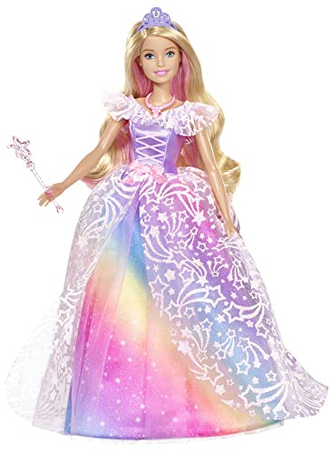 Barbie Dreamtopia poupée Princesse de Rêves avec Robe Brillante à Motifs Arc-en-Ciel, fournie avec Brosse et Accessoires, Jouet pour Enfant, GFR45