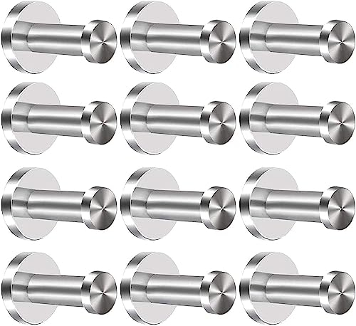 Tebery 12 Stück Kleiderhaken Garderobenhaken Edelstahl Handtuchhaken Kleiderhaken Wandmontage Mantel Haken, Gebürstetem Nickel, 52mm