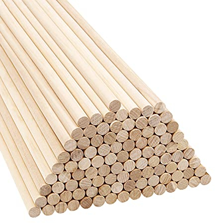 Belle Vous 100 Stück Holzstäbe Rund Natur Rundstab Holz – 18cm Stange Holz Holzdübel Set – Naturholz 9,5mm Holzstäbchen Rund Extra Lang Holzstäbe zum Basteln für DIY-Projekte, Deko Rundstäbe Holz