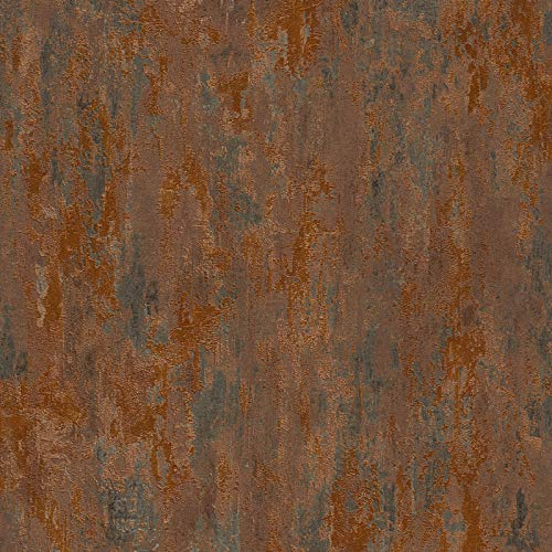 Braune Vliestapete in Rostoptik | Industrial Tapete mit Rost Design in Dunkelbraun | Metall Wandtapete mit Vinyl ideal für Küche und Wohnzimmer