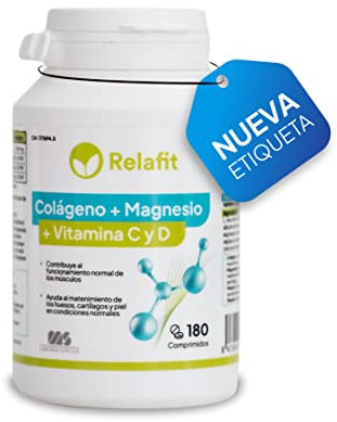 Colágeno hidrolizado con Magnesio y Vitaminas C y D – 180 Comprimidos | Articulaciones y Músculos Fuertes | Energía para el deporte | Suministro de 1 mes| Relafit - Laboratorios