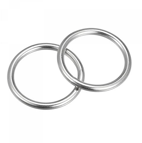 sourcing map 316 Inoxidable Acero Redondo Anillo Soldado Junta Tórica 40mm(1.57) ID 5mm Grosor 2uds