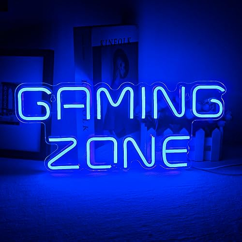 ineonlife Gaming Zone Neon Schild Blau LED Gaming Neon Licht für Wand Dekor Brief LED Schild Zeichen für Spielraum, Spiel Zone, Mann Höhle, Geschenke für Gamer, Jungen, Männer