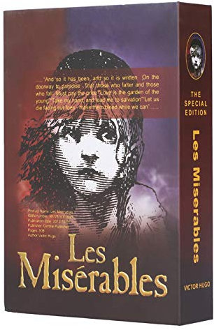 Cassaforte Libro con 2 Chiavi con Pagine Reali, 22 x 15 x 4,5cm Les Miserables Libro Cassetta Metallo Segreto Armadietto di Sicurezza Scrigno Portavalori per Money Gioielli in Contanti