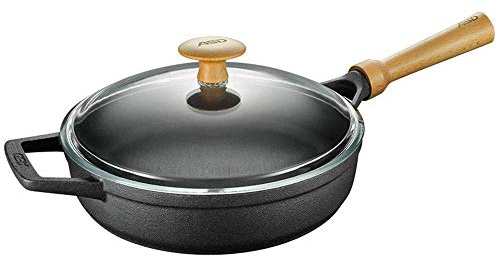 Bratpfanne, Kochtopf, Bratpfanne, 26 cm, rohes Gusseisen, klassischer antihaftbeschichteter Kochtopf mit Deckel, Rutschfester Griff, spülmaschinenfeste Bratpfanne Interesting