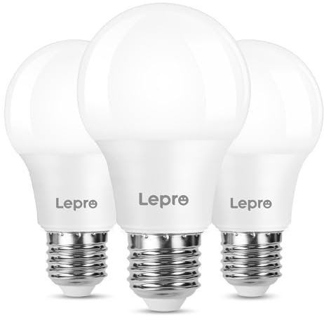 Lepro Bombilla LED E27, Luz Cálida 2700K 8.5W, 806lm, Equivalente a Bombilla 60 W Convencional, Ángulo del Haz 180°, Ahorro de Energía, Casquillo Gordo No Regulable Pack de 3