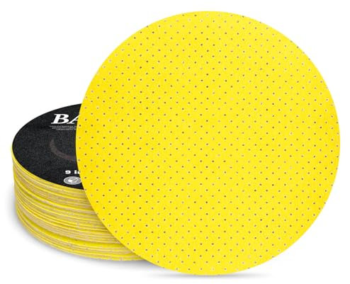 BAOSTC 220 Grit 9-Inch Perforated Hook-and-Loop Drywall Sanding Discs, Durable Aluminum Oxide Sanding Pads for Drywall Sanders – Improved Dust Extraction & Long-Lasting Performance (10-Pack)