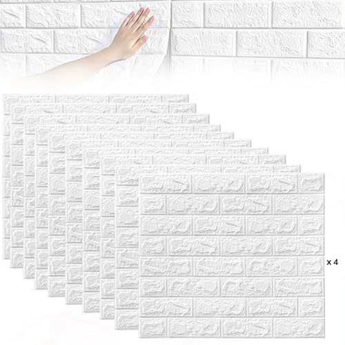 40 Piezas 3D Paneles Decorativos, 38 x 35 cm Papel Pintado Autoadhesivo Efecto Ladrillo de Piedra, para Cocina, Dormitorio, Salón, Estudios de Grabación, Oficinas
