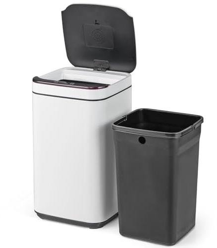 TANGZON Automatic Sensor Kitchen Bin, Touchless Infrared Motion Waste Bin with Soft Closure Lid, Deodorant Box, Inner Bucket & Non-Slip Base, 13L Smart Trash Can Dustbin for Home Office Bathroom