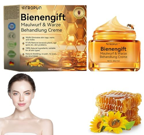 FROPUN Bienengift Warzen & Muttermalentfernung Creme, Fropun Bienengift Creme, Bienengift Waulwurf & Warzen Behandlung Creme, Fropun Reparaturcreme Mit Bienengift (1)