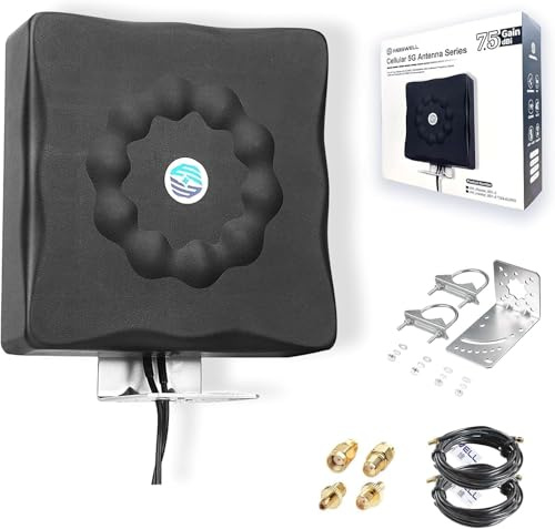 Maswell Antenna Esterna 4G/5G 2X2 MIMO, Fino a 7.5 dBi 600-8000MHz Polarizzazione Incrociata 5GA/5G NR, Pronta per WiFi 6E/7, Ottimizzata per Segnale Router Esterno