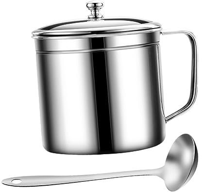 Mikinona Bote De Acero Inoxidable Con Colador y Cuchara Para Almacenar Aceite Diseño Ergonómico