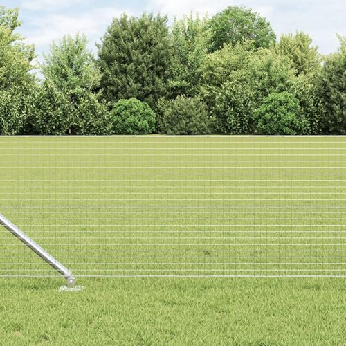 Snsowed Recinzione in Filo Saldato con 13 Pali a Punta 0.6x50 m Acciaio Zincato,Reti di Acciaio zincato,Recinzione in Filo-3351991