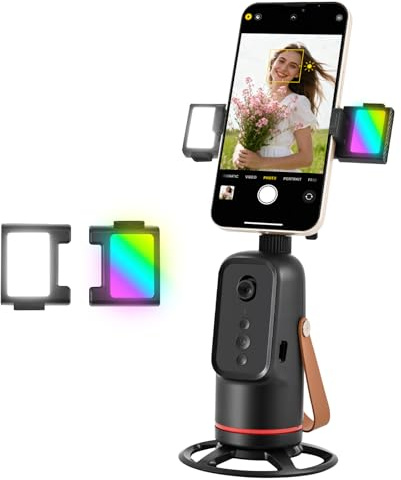 WEIIBDIE Auto Face Tracking Tripod, Gesture Control, No App Needed,360° Rotation Phone Camera Mount Stand for Video Recording/Live Stream/TikTok/YouTube