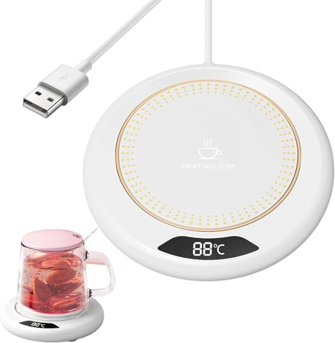 Calentador De Tazas De Café | Base Calefactora USB Inteligente con 3 Niveles De Temperatura 20 Vatios - Base Térmica Eléctrica Ajustable para Vela Té Leche Bebida | Regalo Hogar Comedor Bar Casa