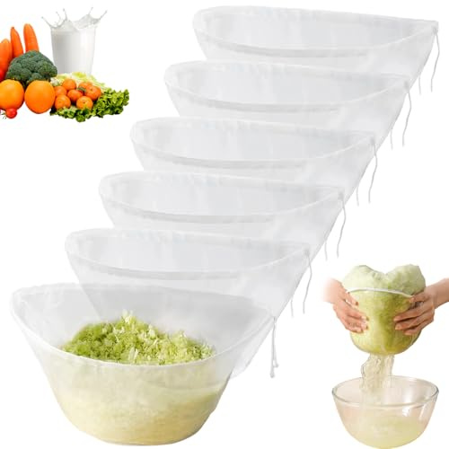 Sacchetto di tela per formaggio per filtrare 6 pezzi di tela per formaggio 6x8 pollici Sacchetto di per latte di noci in nylon per riutilizzabile per filtrare verdure latte