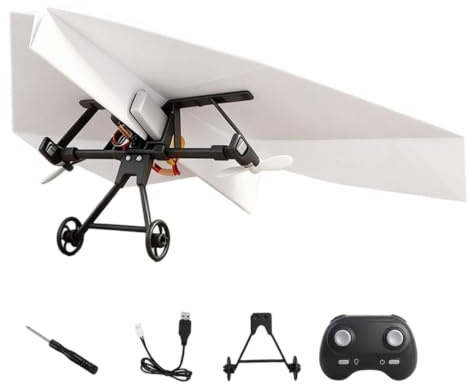 RC Controlled Paper Airplane Kit Double Propellers Foldable with Gyro