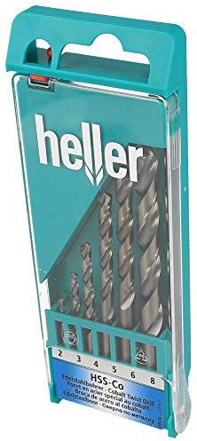 Heller Tools 990 HSS-Co Edelstahlbohrer, Gold-Metallic, 6-TLG. Ø 2-8 mm, bohrer metall, bohrer für edelstahl, stahlbohrer 2-8mm, metallbohrer 2-80mm, akkuschrauber, cobaldbohrer