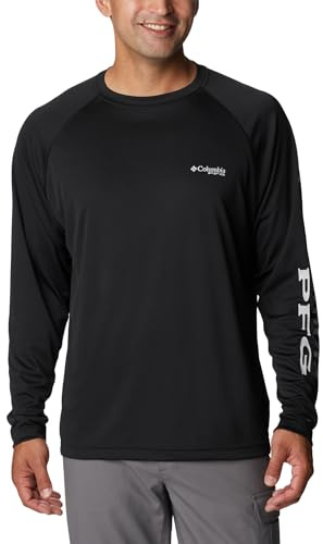 Columbia Terminal Tackle Langarm-Angelshirt für Herren, Schwarzes, graues Logo, 2X