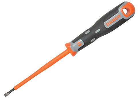 Bahco 33040100 Slotted Insulated Screwdriver, Black/Orange, 200/4.0 x 0.8 mm