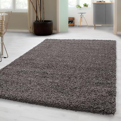 Carpetsale24 Shaggy Hochflor Teppich Wohnzimmer 240 x 340 cm Taupe - Moderner, Flauschiger, Großer Langflor Teppich – Weicher Carpet für Schlafzimmer, Esszimmer & als stilvoller Küchenteppich