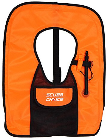 Scuba Choice Adult Snorkel Vest with Front Pocket, Safety Whistle & Adjustable Strap, Lightweight Inflatable Swim Vest, Portable Snorkeling Gear for Adults Over 200lbs, Buoyancy Aid, Orange X-Large