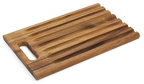 Ironwood Gourmet Bread Cutting Board, 9.75 x 15 x 0.75 inches, Sweep Off Baguette Board