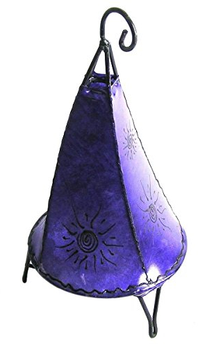 Pelle – Lampada da tavolo Henna lampada in pelle lampada Henna tissir sole lilla