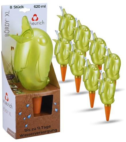 Scheurich Wasserspender XL Grün 8 Stück - 620ml Wasser für bis zu 7 Tage Green Pearl Höhe 29 cm mit Tonkegel