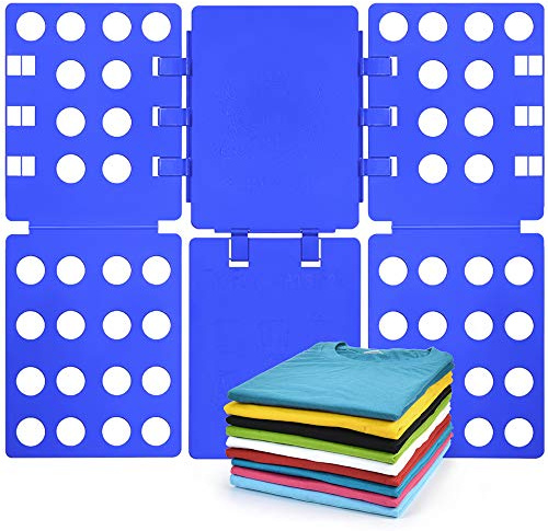 Geniusidea Shirt Folding Board T Shirt Folder for Adults Laundry Room Tough PP Plastic Folding Tool 27.16x22.44 Easy to Fold Clothes into a Uniform Size, Blue